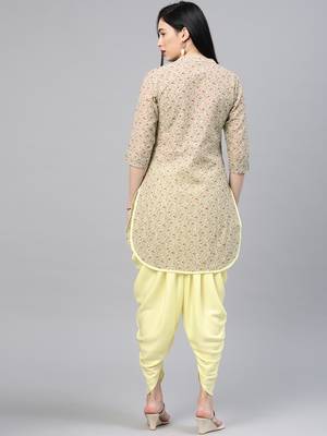 Beige floral print cotton salwar 3