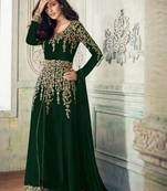 Green Faux Georgette Designer Anarkali Suit