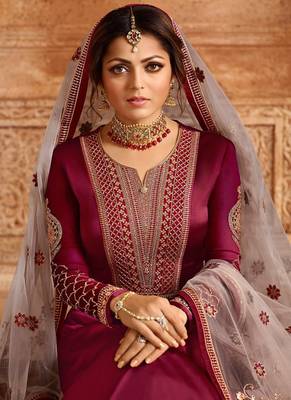 Maroon Embroidered Georgette Salwar 2