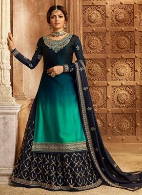 Navy-Blue Embroidered Georgette Salwar 1
