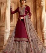 Maroon Embroidered Georgette Salwar