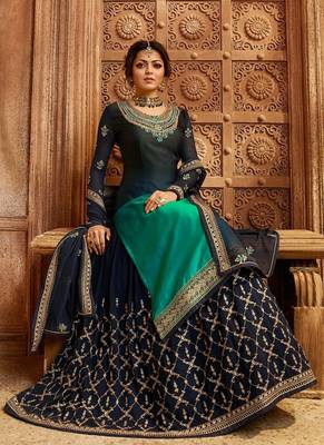 Navy-Blue Embroidered Georgette Salwar 2