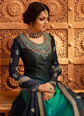 Navy-Blue Embroidered Georgette Salwar 3
