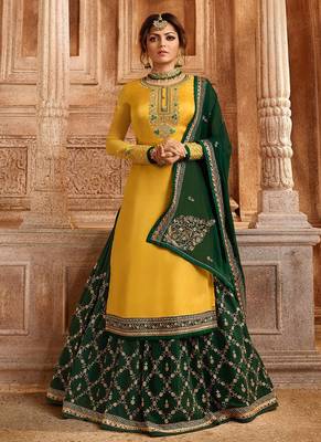 Yellow Embroidered Georgette Salwar 1