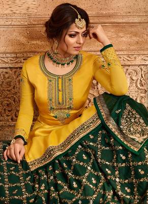 Yellow Embroidered Georgette Salwar 3