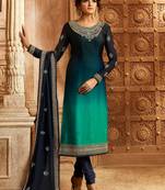 Navy-Blue Embroidered Georgette Salwar