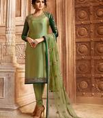 Olive Embroidered Georgette Salwar
