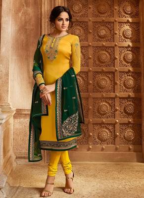 Yellow Embroidered Georgette Salwar 1