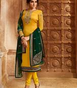 Yellow Embroidered Georgette Salwar