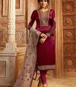 Maroon Embroidered Georgette Salwar