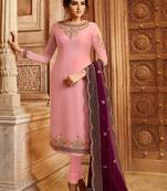 Pink Embroidered Georgette Salwar
