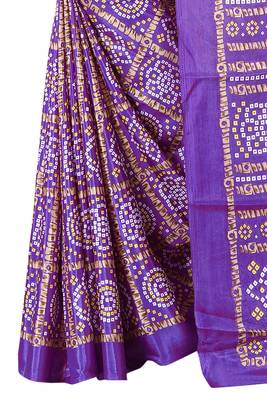 Purple printed art silk saree with blouse 4