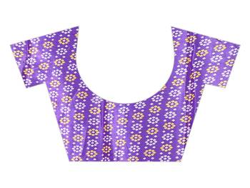 Purple printed art silk saree with blouse 5
