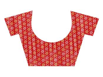 Red printed art silk saree with blouse 5