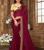 Purple plain georgette saree with blouse