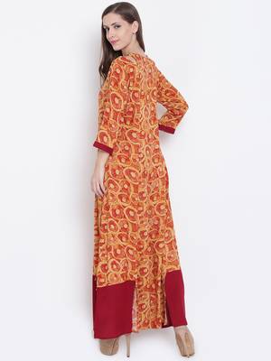 Orange printed liva kurtas-and-kurtis 2