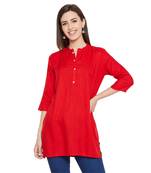 Rayon red embellished tunic