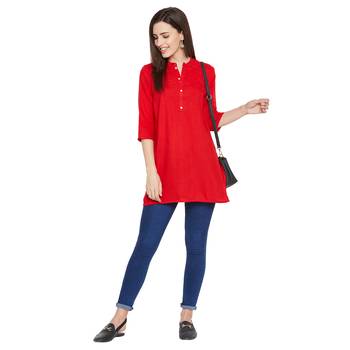 Rayon red embellished tunic 2