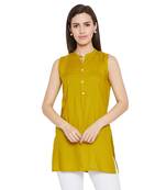 Olive sleeveless embellished tunic