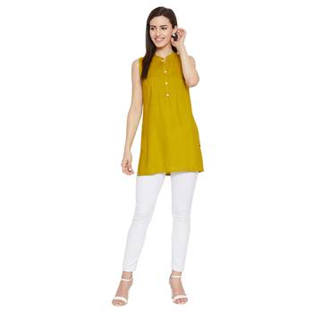 Olive sleeveless embellished tunic 2
