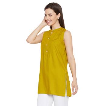 Olive sleeveless embellished tunic 3