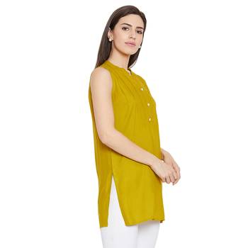 Olive sleeveless embellished tunic 4