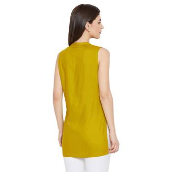 Olive sleeveless embellished tunic 5