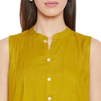 Olive sleeveless embellished tunic 6
