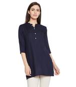 Rayon navy embellished tunic