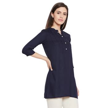 Rayon navy embellished tunic 4