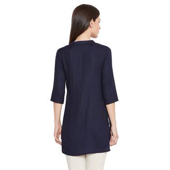Rayon navy embellished tunic 5