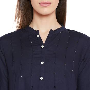 Rayon navy embellished tunic 6