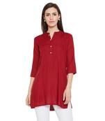 Rayon maroon embellished tunic