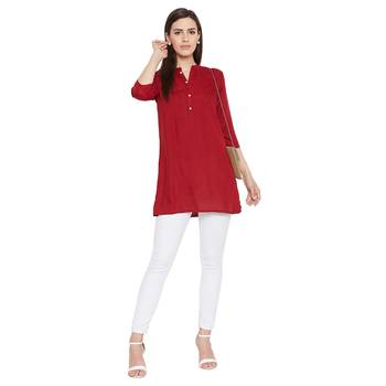 Rayon maroon embellished tunic 2
