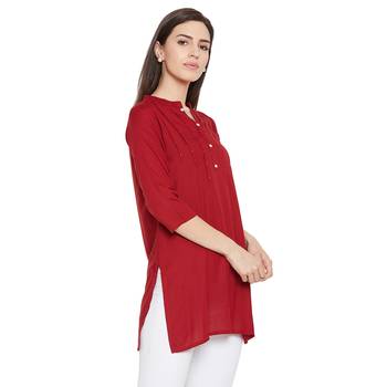 Rayon maroon embellished tunic 4