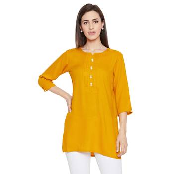 Rayon mustard pintuck tunic 1