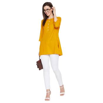 Rayon mustard pintuck tunic 2