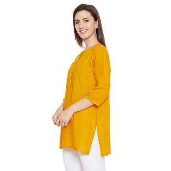 Rayon mustard pintuck tunic 3