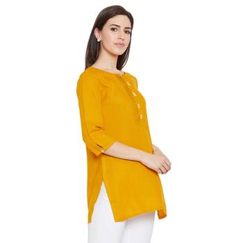 Rayon mustard pintuck tunic 4
