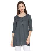 Rayon grey pearl embellished tunic