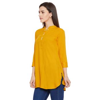 Rayon basic mustard tunic 4