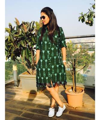 Green Ikat Fringe Shirt 1