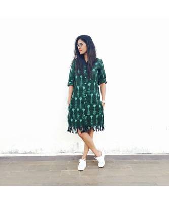 Green Ikat Fringe Shirt 2