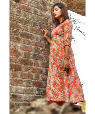 Orange Tropical Button Down dress 3