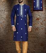 Blue Stylish Pintex Silk Kurta Set