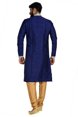 Blue Stylish Pintex Silk Kurta Set 2