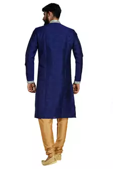 Blue Stylish Pintex Silk Kurta Set