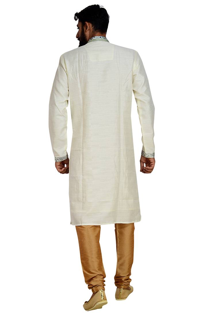 Cream Stylish Pintex Silk Kurta Set
