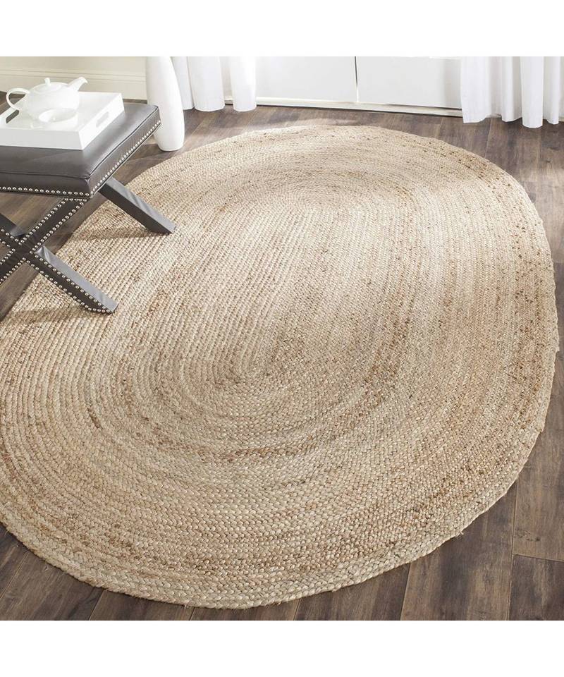 Handmade Jute Rug, Natural Jute Oval Rag Rugs Indian Handmade Handwoven Ribbed Solid Area Rugs, Beautiful Floor Rug