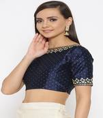 Blue Embroidered Brocade Readymade Blouse